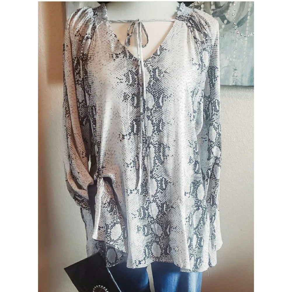Plus size snake skin print blouse